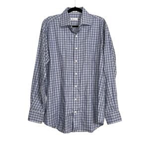Peter Millar Blue Gingham Dress Shirt